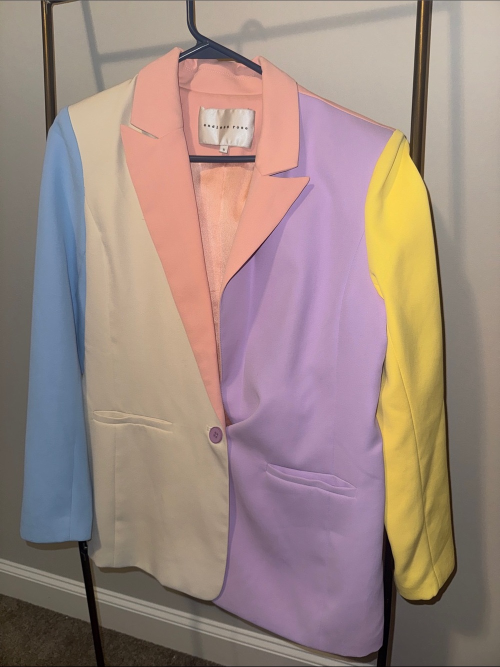 Pastel Colorblock Woman’s Blazer - Multicolor